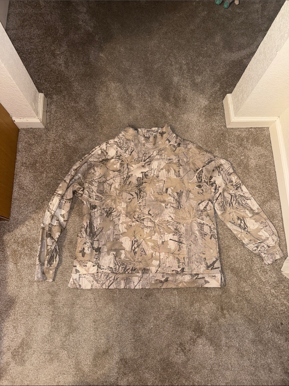 Women’s MockNeck Sweater - Beige Camo Print